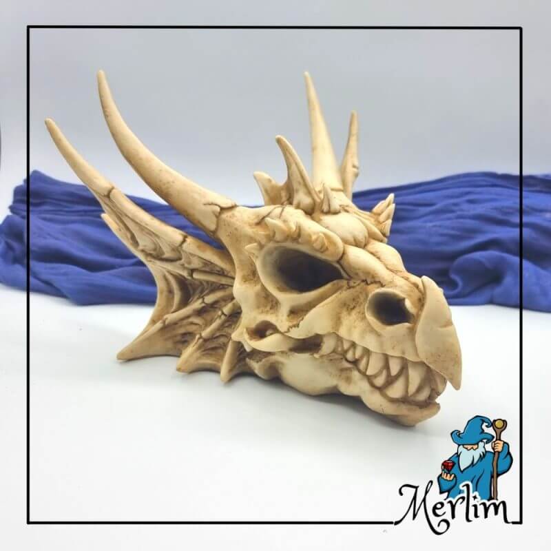 capa Crânio de dragão decorativa em resina grande