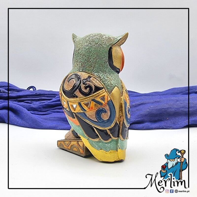 Mocho coruja em resina inspirado em decoração egípcia tras