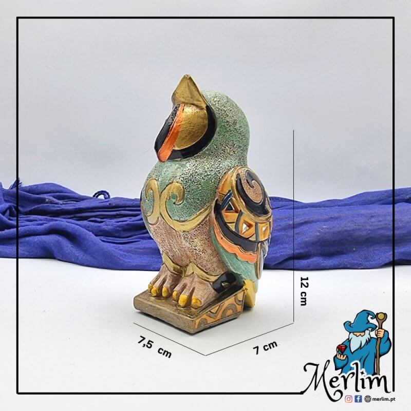 Mocho coruja em resina inspirado em decoração egípcia medidas