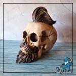 Caveira resina modelo de barbeiro de lado