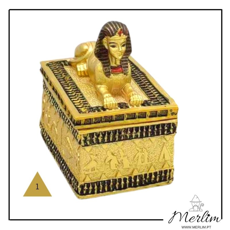 caixa ou guarda joias com esfinge tutancamon n1 decoração do egipto