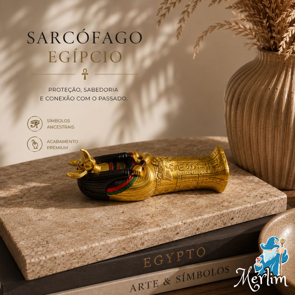 sarcofago do rei anubis com mumia figura de decoração do egipto capa