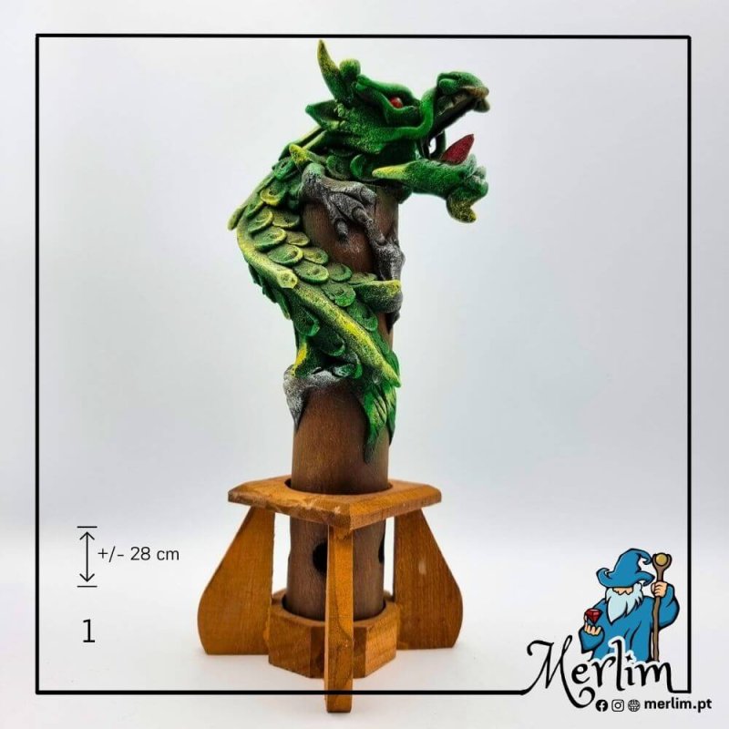 1 Queimador de Incenso Dragão Medieval verde pequeno