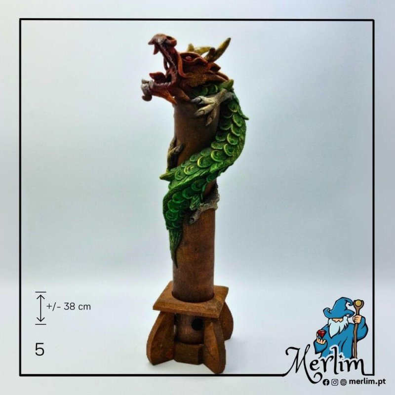 5 Queimador de Incenso Dragão Medieval verde grande