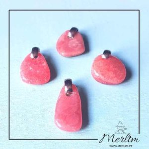 pingente colar em pedra rodocrosita