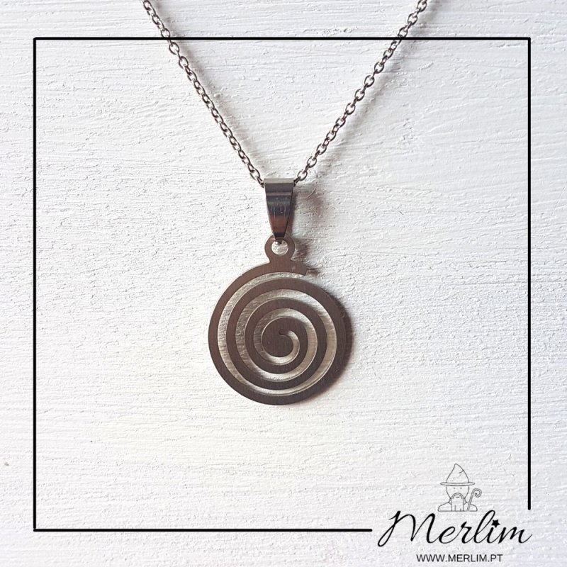 foto capa do colar ou pingente simbolo de espiral em aço